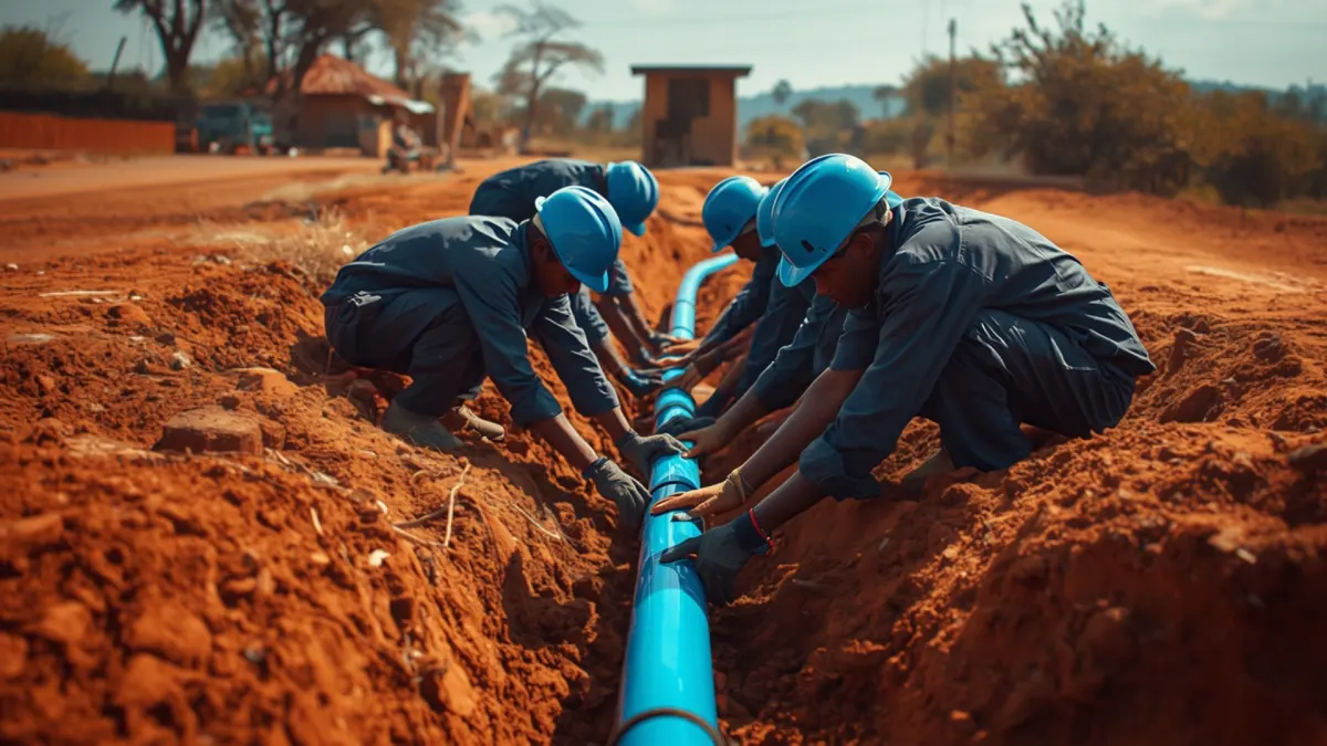 Pose d'un réseau d'eau potable villageois
